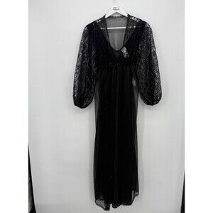 Undercover Wear Vintage Black Nightgown & Peignoir Set Overlay Size Medium Lace